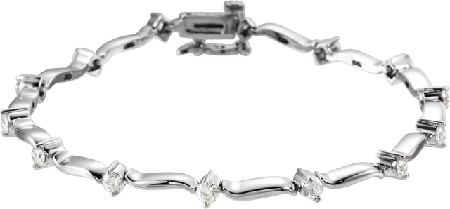 14K Gold Round Natural Diamond Line Bracelet – 2.7mm Stones