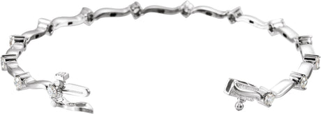 14K Gold Round Natural Diamond Line Bracelet – 2.7mm Stones - view 2