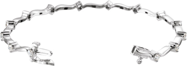 14K Gold Round Natural Diamond Line Bracelet – 2.7mm Stones - view 2