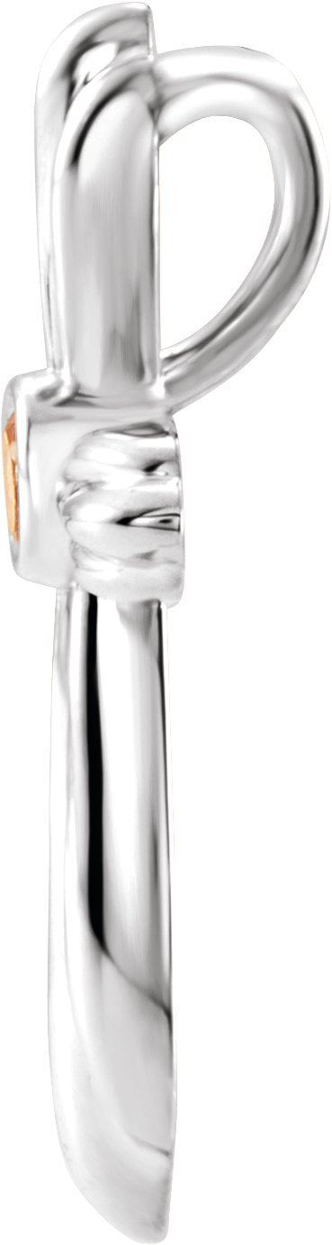 Platinum Round Natural Citrine Bezel-Set Cross Necklace or Pendant - view 2