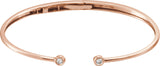 14K Gold Round Natural Diamond Accented Hinged Cuff Bracelet - Rose Gold