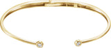 14K Gold Round Natural Diamond Accented Hinged Cuff Bracelet - Yellow Gold