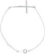 Platinum Round Natural Aquamarine Accented Sideways Cross Bracelet