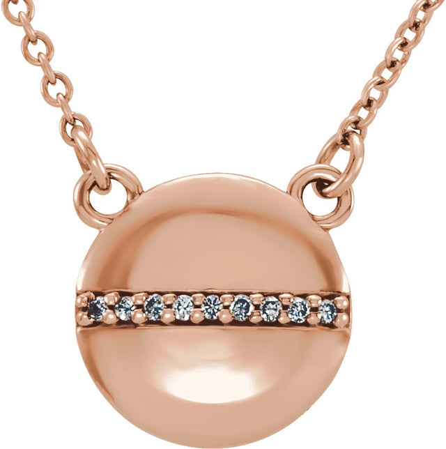 14K Gold Round Natural Diamond Circle Necklace – 0.025 CTW - Rose Gold