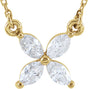14K Gold Marquise Natural Diamond Floral Necklace - Yellow Gold