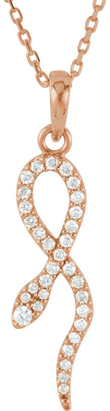 14K Gold Petite Snake Necklace or Pendant - Rose Gold