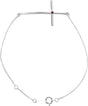 14K Gold Round Natural Mozambique Garnet Accented Sideways Cross Bracelet - White Gold