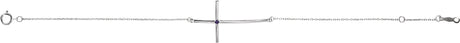 Platinum Round Natural Amethyst Accented Sideways Cross Bracelet - view 2