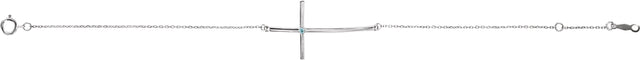 Platinum Round Natural Aquamarine Accented Sideways Cross Bracelet - view 2