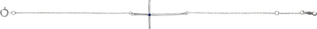 Platinum Round Natural Blue Sapphire Accented Sideways Cross Bracelet - view 2