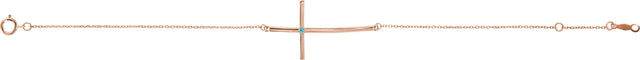 14K Gold Round Natural Blue Zircon Accented Sideways Cross Bracelet - Rose Gold - view 2