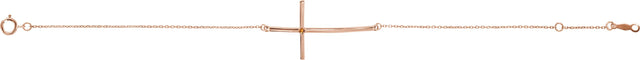 14K Gold Round Natural Citrine Accented Sideways Cross Bracelet - Rose Gold - view 2