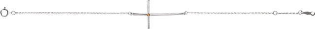 Platinum Round Natural Citrine Accented Sideways Cross Bracelet - view 2