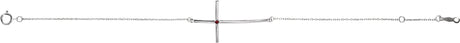 Platinum Round Natural Mozambique Garnet Accented Sideways Cross Bracelet - view 2