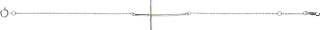 Platinum Round Natural Peridot Accented Sideways Cross Bracelet - view 2