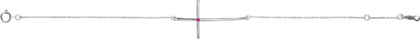 Platinum Round Natural Pink Tourmaline Accented Sideways Cross Bracelet - view 2