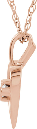 14K Gold Round Natural Diamond Accented Heart Necklace or Pendant - Rose Gold - view 2