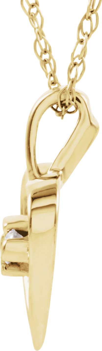 14K Gold Round Natural Diamond Accented Heart Necklace or Pendant - Yellow Gold - view 2