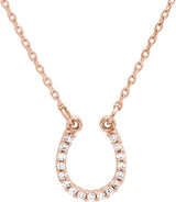 14K Gold Round Natural Diamond Horseshoe Necklace - Rose Gold