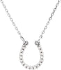 14K Gold Round Natural Diamond Horseshoe Necklace - White Gold
