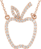 14K Gold Apple Necklace - Rose Gold