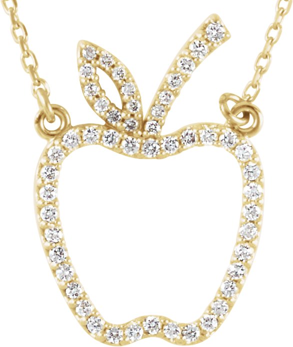 14K Gold Apple Necklace - Yellow Gold