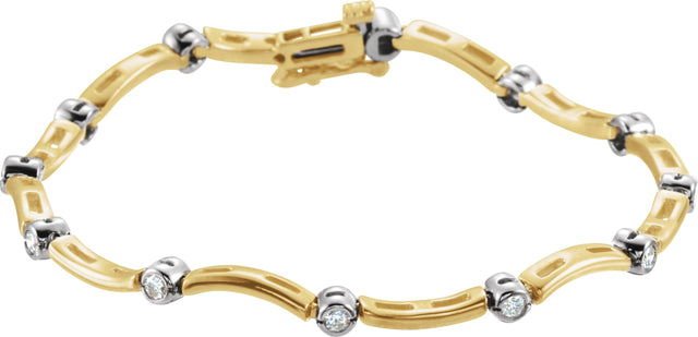 14K Gold Round Natural Diamond Accented Line Bracelet – 2.2mm Stones