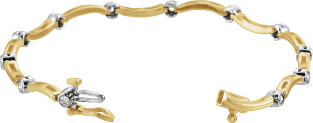 14K Gold Round Natural Diamond Accented Line Bracelet – 2.2mm Stones - view 2