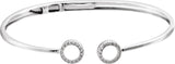 14K Gold Round Natural Diamond Circle Hinged Cuff Bracelet - White Gold