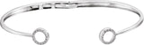 14K Gold Round Natural Diamond Circle Hinged Cuff Bracelet - White Gold - view 2