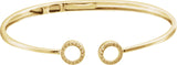 14K Gold Round Natural Diamond Circle Hinged Cuff Bracelet - Yellow Gold