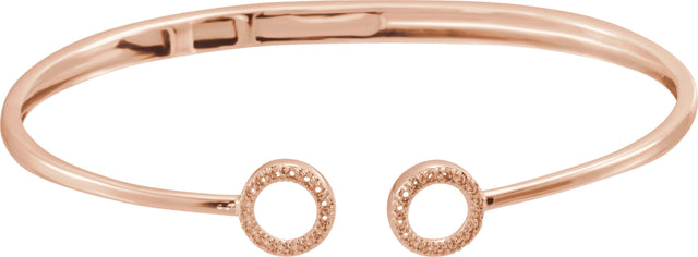14K Gold Round Natural Diamond Circle Hinged Cuff Bracelet - Rose Gold