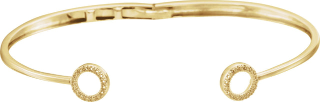14K Gold Round Natural Diamond Circle Hinged Cuff Bracelet - Yellow Gold - view 2