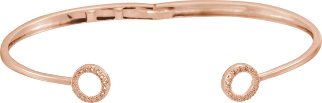 14K Gold Round Natural Diamond Circle Hinged Cuff Bracelet - Rose Gold - view 2