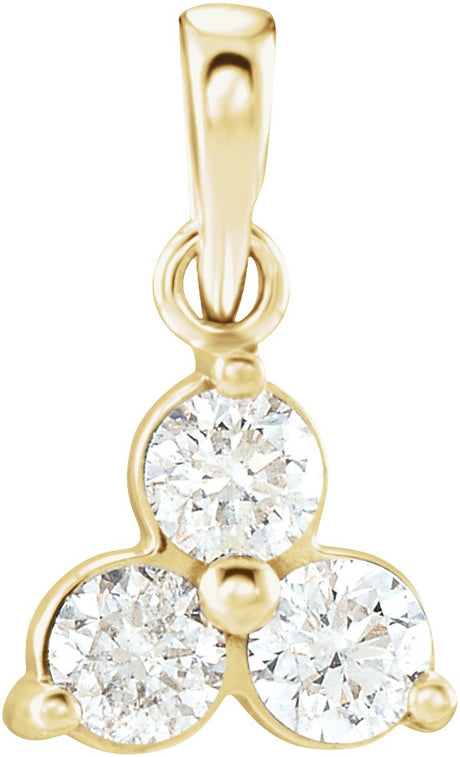 14K Gold Round Natural Diamond Three-Stone Pendant – up to 1/3 CTW - Yellow Gold