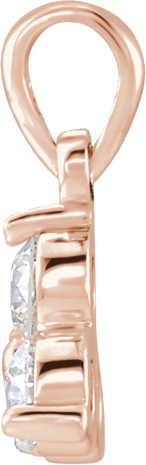 14K Gold Round Natural Diamond Three-Stone Pendant – up to 1/3 CTW - Rose Gold - view 2