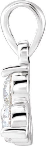 14K Gold Round Natural Diamond Three-Stone Pendant – up to 1/3 CTW - White Gold - view 2