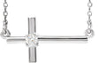 Platinum Round Natural Diamond Sideways Cross Necklace – up to 1/10 CTW
