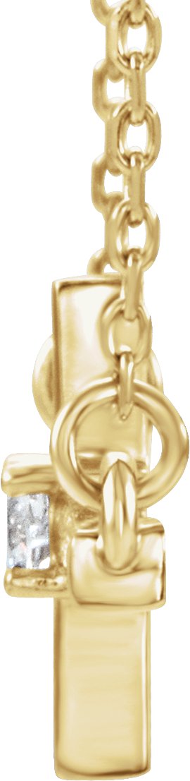14K Gold Round Natural Diamond Sideways Cross Necklace – up to 1/10 CTW - Yellow Gold - view 2