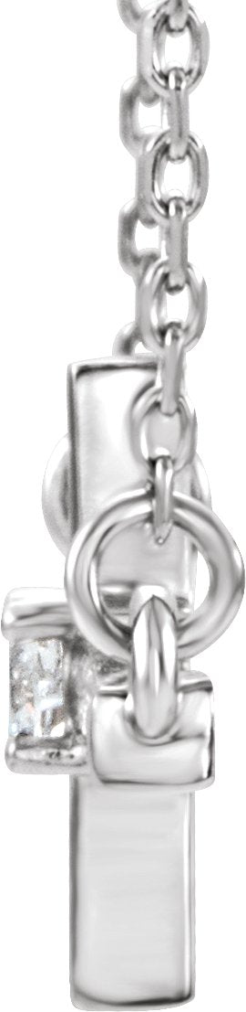 Platinum Round Natural Diamond Sideways Cross Necklace – up to 1/10 CTW - view 2