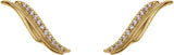 14K Gold Round Natural Diamond Freeform Ear Climbers - Yellow Gold - view 2