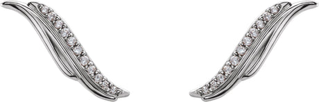 Platinum Round Natural Diamond Freeform Ear Climbers - view 2