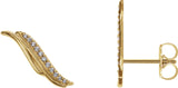 14K Gold Round Natural Diamond Freeform Ear Climbers - Yellow Gold