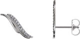 Platinum Round Natural Diamond Freeform Ear Climbers