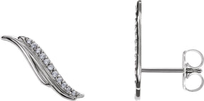 Platinum Round Natural Diamond Freeform Ear Climbers