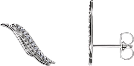 Platinum Round Natural Diamond Freeform Ear Climbers