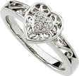14K Gold Round Natural Diamond Heart Filigree Ring