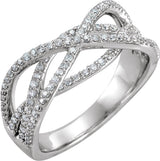 14K Gold Round Natural Diamond Criss-Cross Ring XI
