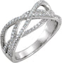 14K Gold Round Natural Diamond Criss-Cross Ring XI