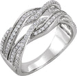 14K Gold Round Natural Diamond Criss-Cross Ring XII